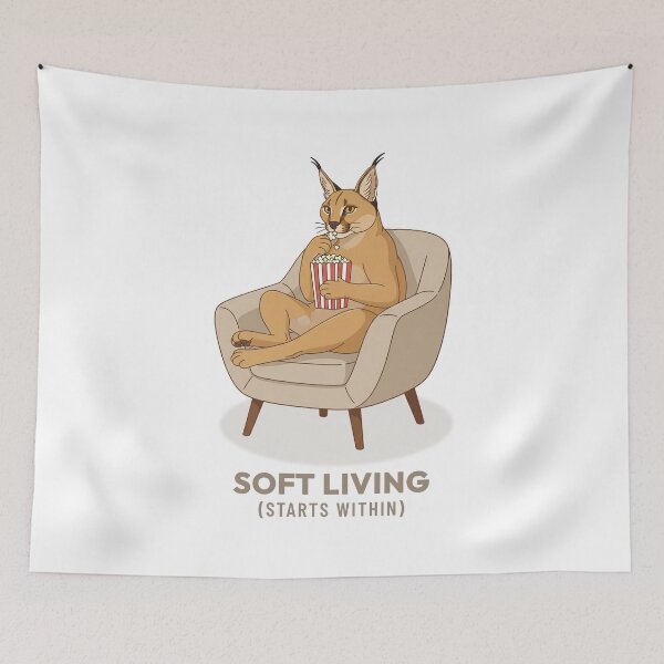 Item preview, Caracal Eating Popcorn Comfort Bites Retro Aesthetic designed and sold by COZY VINTAGE animal.