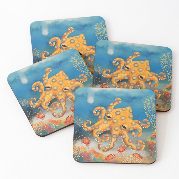 Item preview, Whimsical Blue ringed Octopus with Clownfish and Crabs designed and sold by Karin Taylor.