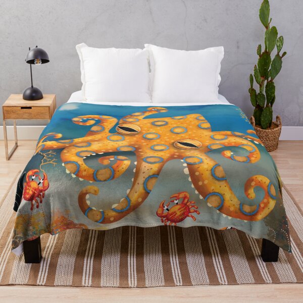 Item preview, Whimsical Blue ringed Octopus with Clownfish and Crabs designed and sold by Karin Taylor.