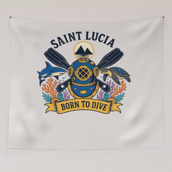 Item preview, St. Lucia Underwater Heritage Vintage Scuba Diving Crest designed and sold by scicilysimonee.