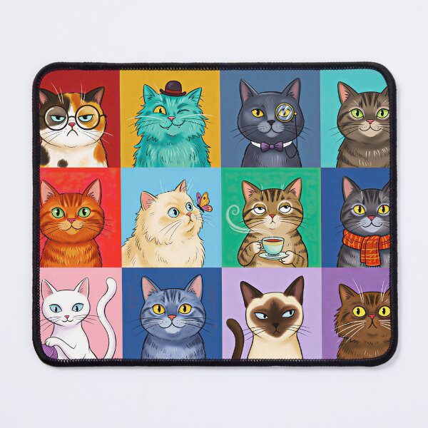 Item preview, Quirky Cat Portraits Colorful Grid Sticker designed and sold by Timegraf.