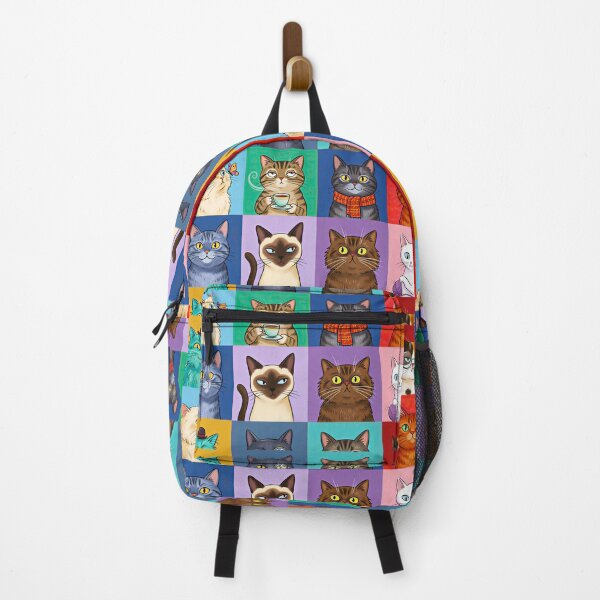 Item preview, Quirky Cat Portraits Colorful Grid Sticker designed and sold by Timegraf.