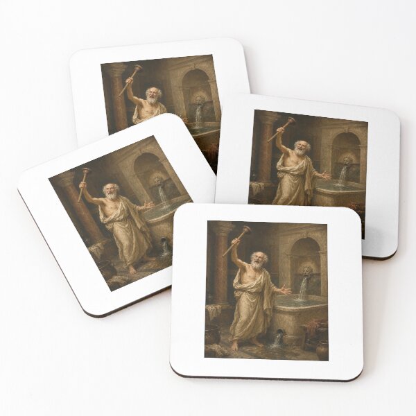 Item preview, Funny Bathroom Wall Art, Archimedes Eureka Clog Poster, Vintage Restroom Decor designed and sold by shopcanva.