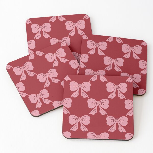 Item preview, Large Pink Coquette Bows Burgundy Red Preppy Ribbon Pattern designed and sold by DColourMuse.