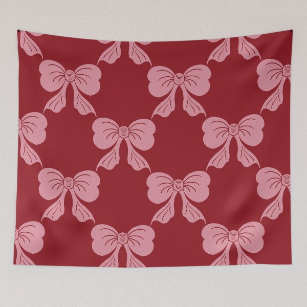 Item preview, Large Pink Coquette Bows Burgundy Red Preppy Ribbon Pattern designed and sold by DColourMuse.