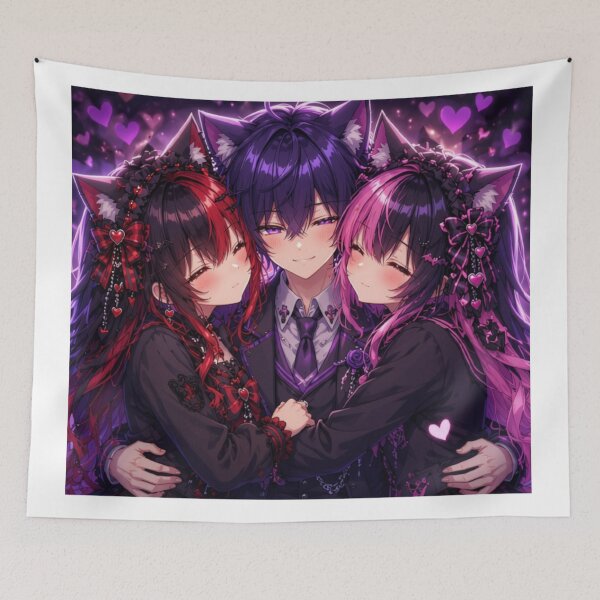 Item preview,  Gothic Neko Trio – Dark Anime Cat Girls & Boy Premium  designed and sold by Revyra Design .
