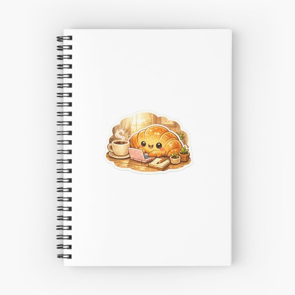 Item preview, Café Croissant Sticker Cozy Productivity Aesthetic for Remote Workers & Food Lovers designed and sold by CutePrintCorner.