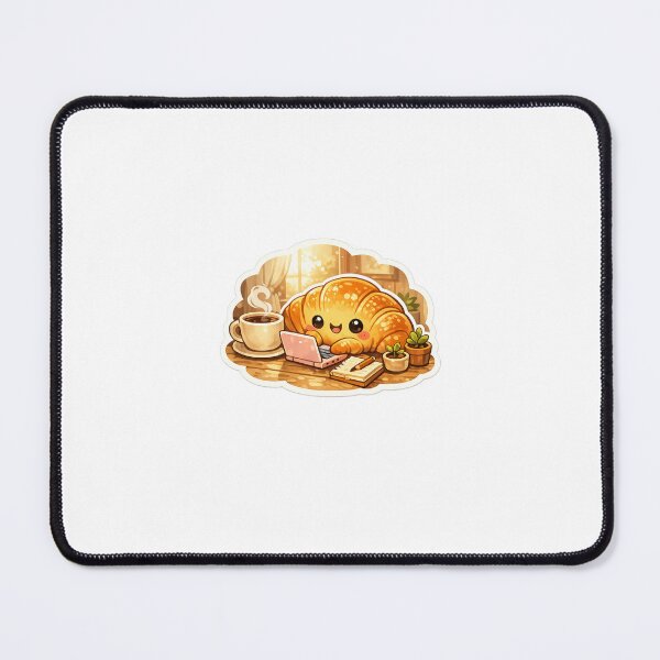 Item preview, Café Croissant Sticker Cozy Productivity Aesthetic for Remote Workers & Food Lovers designed and sold by CutePrintCorner.