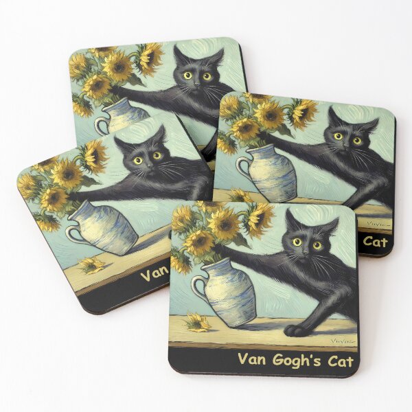 Item preview, Van Gogh's Black Cat - Starry Night Parody Art designed and sold by LivingInThinAir.