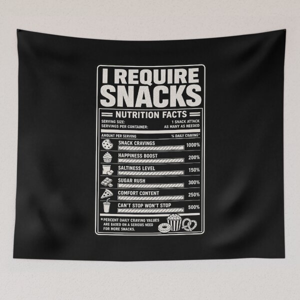 Item preview, I REQUIRE SNACKS Funny Nutrition Facts Label designed and sold by snowry.