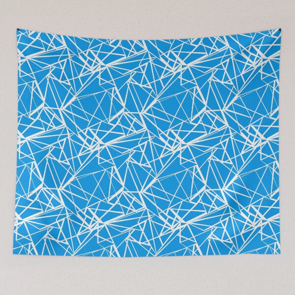 Item preview, White abstract lines on blue background designed and sold by fuzzyfox.