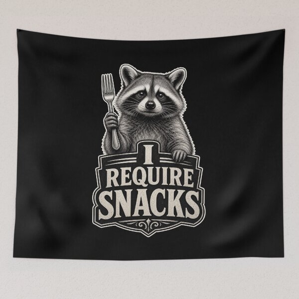 Item preview, I REQUIRE SNACKS Funny Raccoon Fork Hungry Animal designed and sold by snowry.