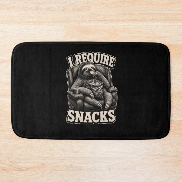 Item preview, I REQUIRE SNACKS Funny Sloth Eating Chips Lounging designed and sold by snowry.