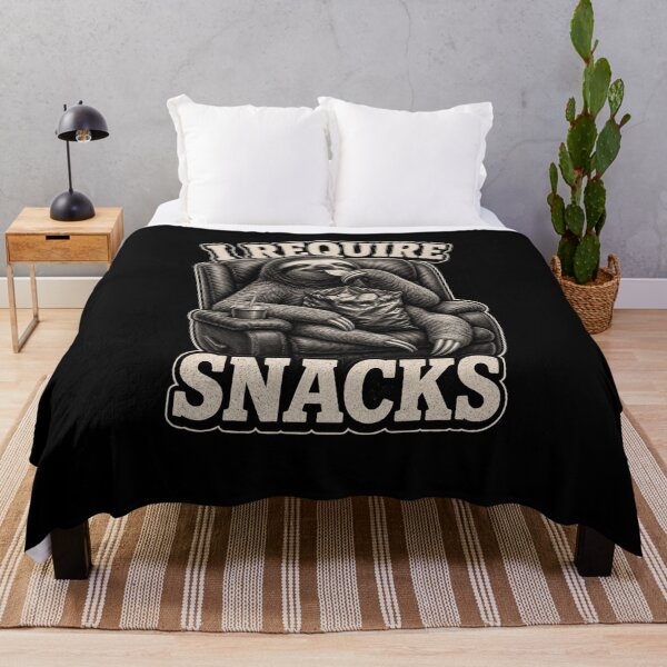 Item preview, I REQUIRE SNACKS Funny Sloth Eating Chips Lounging designed and sold by snowry.