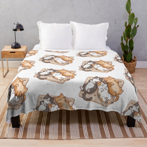 Item preview, cute cats cuddle on a cozy mat designed and sold by temptedd.