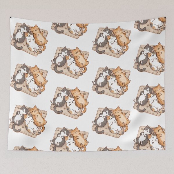 Item preview, cute cats cuddle on a cozy mat designed and sold by temptedd.