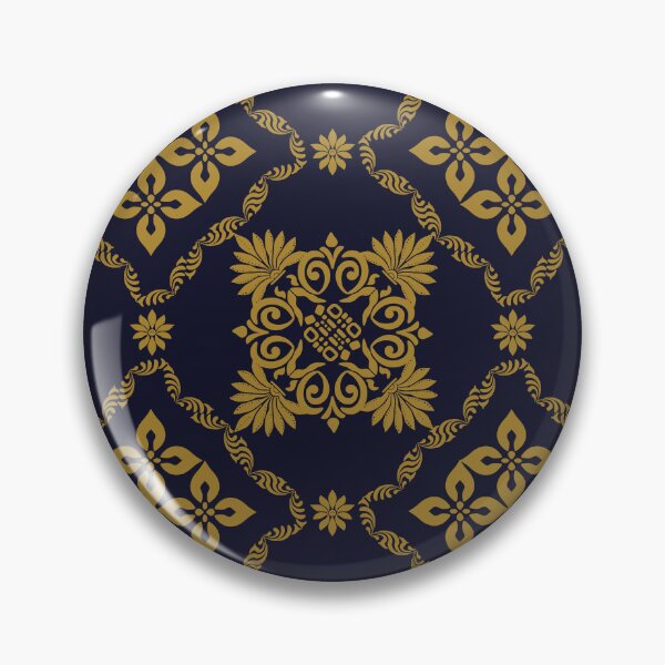 Item preview, Elegant Navy Blue and Gold Vintage Damask Pattern designed and sold by Aumpuk.