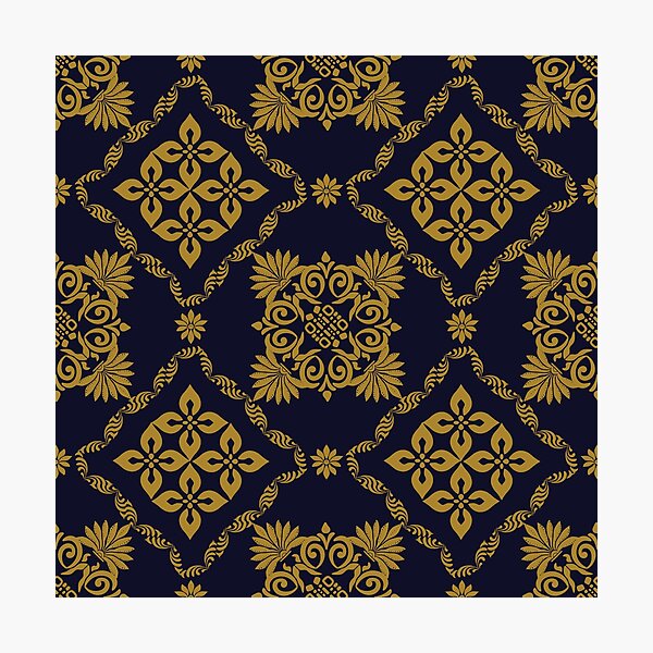 Item preview, Elegante estampado damasco vintage en azul marino y dorado designed and sold by Aumpuk.