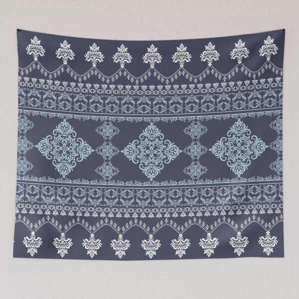 Item preview, Elegante borde de damasco azul pizarra y blanco. designed and sold by Aumpuk.