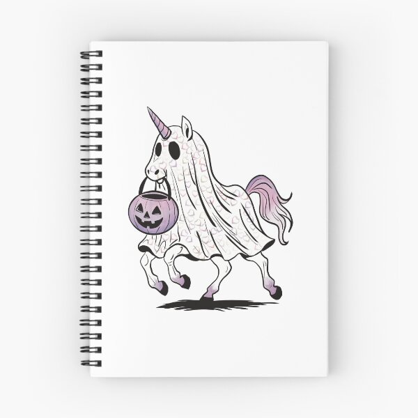 Item preview, White Unicorn with purple legs wearing a sheet with halloween candy designed and sold by TedraOrtega.