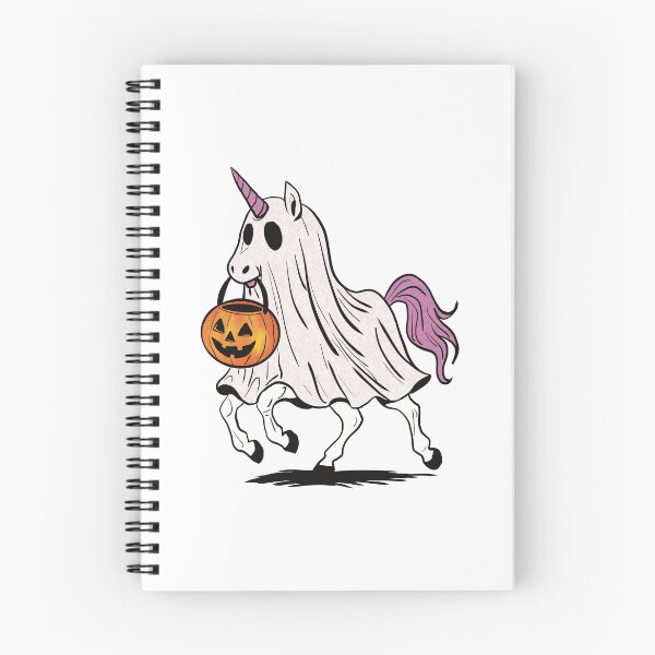 Item preview, White and Pink Unicorn wearing a sheet with halloween candy designed and sold by TedraOrtega.