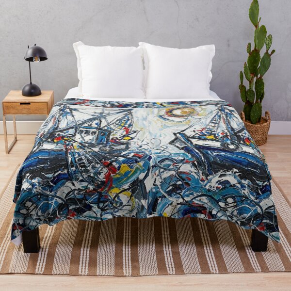 Item preview, Vibrant CoBrA Style Fishing Boat Abstract Expressionist Fine Art designed and sold by OddlySticky.