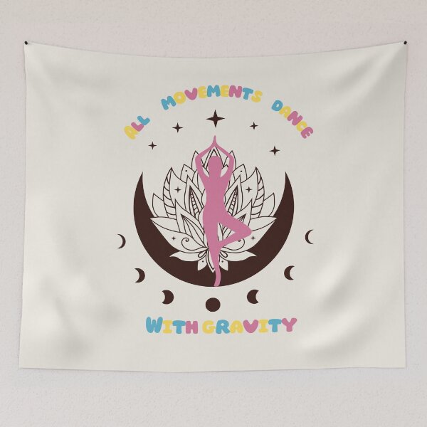 Item preview, All Movements Dance With Gravity | Boho Yoga Moon Illustration designed and sold by OlgaLuna_design.