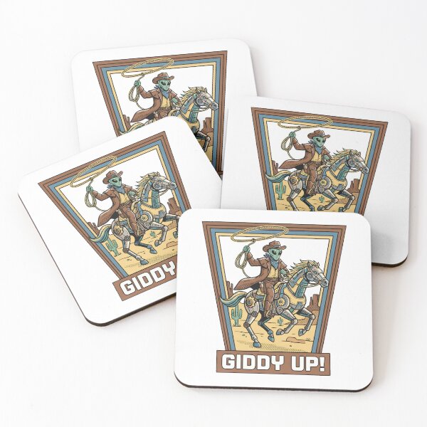 Item preview, Alien Cowboy Riding Cyber Horse Retro Sci Fi Western Graphic designed and sold by DuckOddity.