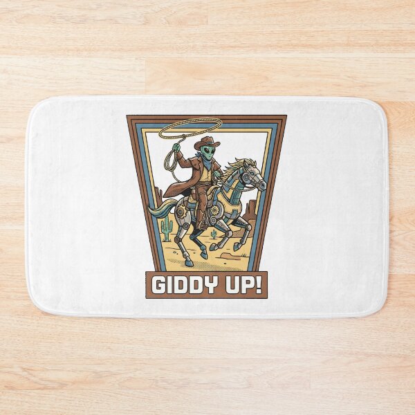 Item preview, Alien Cowboy Riding Cyber Horse Retro Sci Fi Western Graphic designed and sold by DuckOddity.