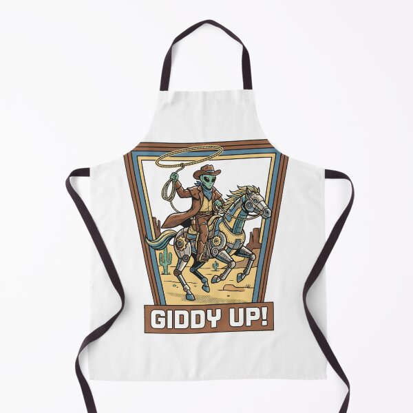 Item preview, Alien Cowboy Riding Cyber Horse Retro Sci Fi Western Graphic designed and sold by DuckOddity.