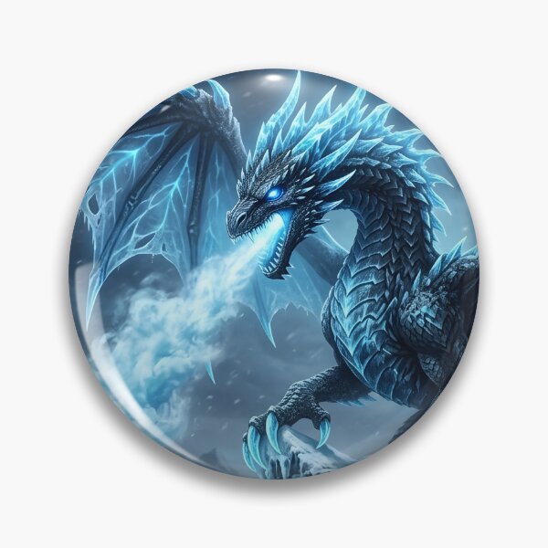 Item preview, Epic Ice Dragon Fantasy Art | Frost Dragon Breathing Frozen Mist | Winter Dragon Illustration designed and sold by DragonSerpent Ink.