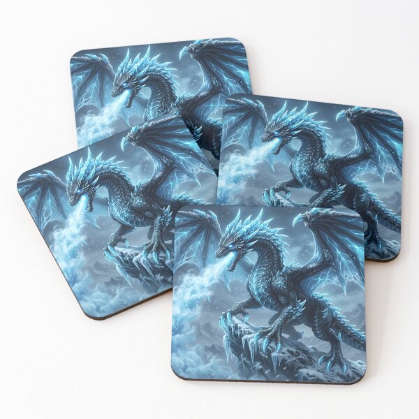 Item preview, Epic Ice Dragon Fantasy Art | Frost Dragon Breathing Frozen Mist | Winter Dragon Illustration designed and sold by DragonSerpent Ink.