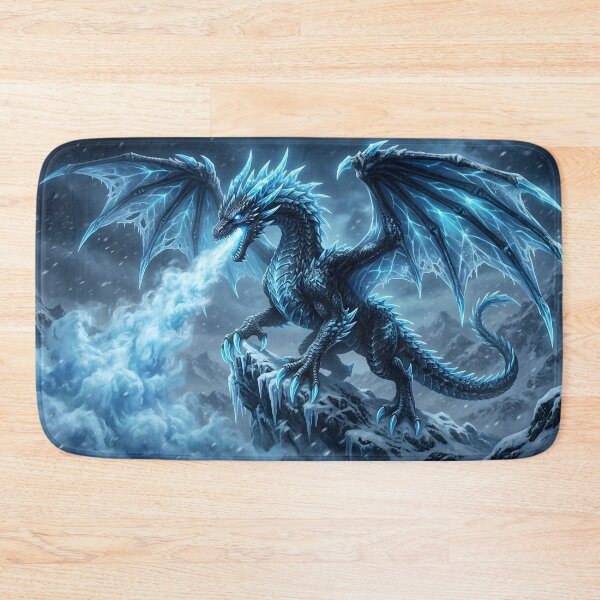 Item preview, Epic Ice Dragon Fantasy Art | Frost Dragon Breathing Frozen Mist | Winter Dragon Illustration designed and sold by DragonSerpent Ink.