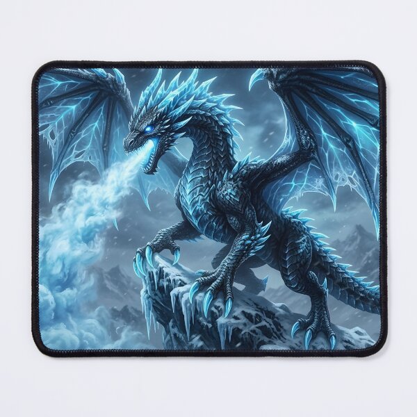 Item preview, Epic Ice Dragon Fantasy Art | Frost Dragon Breathing Frozen Mist | Winter Dragon Illustration designed and sold by DragonSerpent Ink.