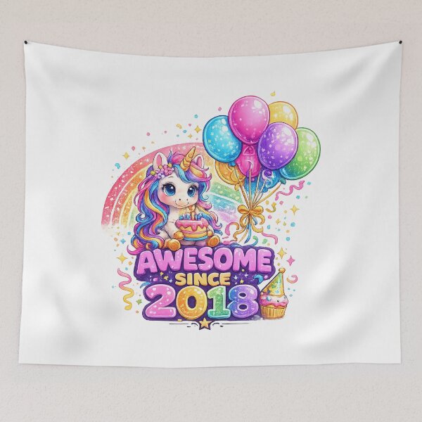 Item preview, 8 Years Old Awesome Since 2018 Unicorn 8th Birthday designed and sold by QuiteOrbit.