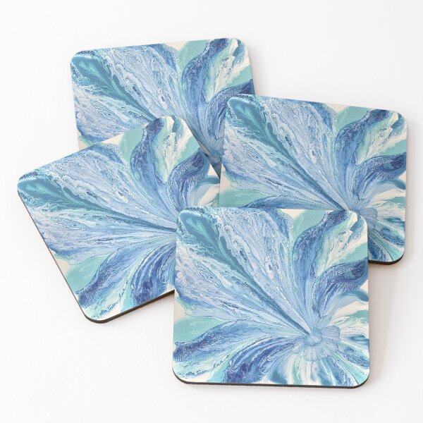 Item preview, Aqua Burst – Ocean Blue Acrylic Pour Art designed and sold by FlowingFreedom.