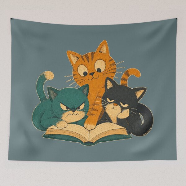 Item preview, Happy, Grumpy and Whateva Cats Reading a Book | Funny Cat Lover Design designed and sold by Made by Tamar.
