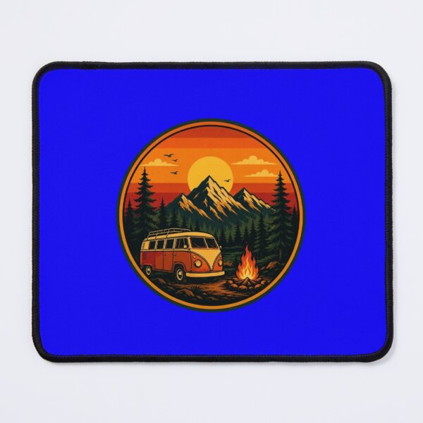 Item preview, The Urban Explorer | Vintage Vanlife Campfire Sunset Mountain Badge designed and sold by The Urban Explorer.