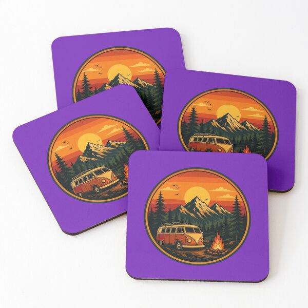 Item preview, The Urban Explorer | Vintage Vanlife Campfire Sunset Mountain Badge designed and sold by The Urban Explorer.