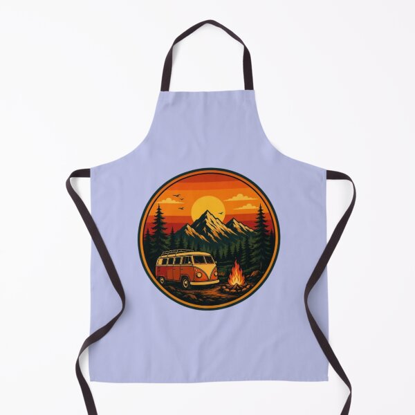 Item preview, The Urban Explorer | Vintage Vanlife Campfire Sunset Mountain Badge designed and sold by The Urban Explorer.