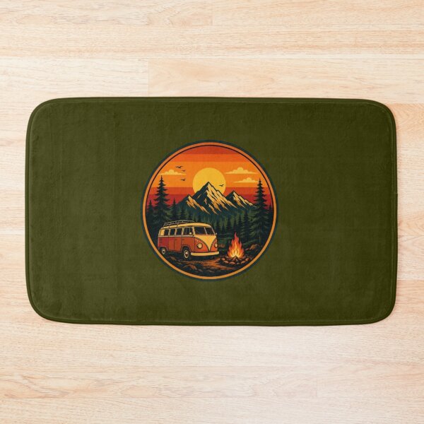 Item preview, The Urban Explorer | Vintage Vanlife Campfire Sunset Mountain Badge designed and sold by The Urban Explorer.