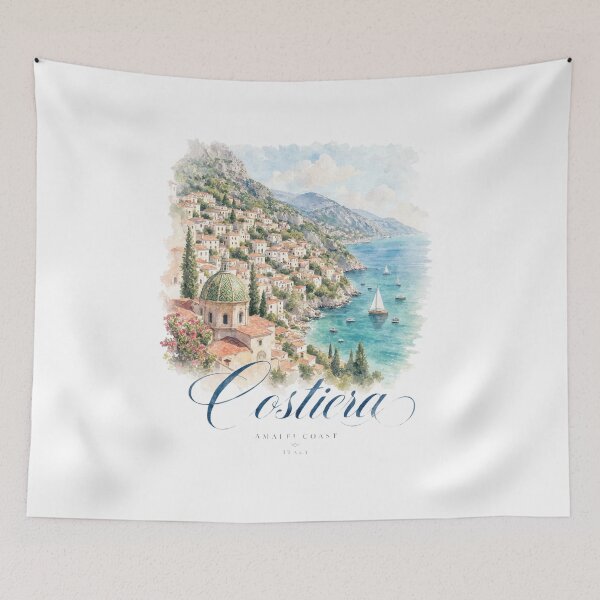 Item preview, Costiera Amalfi Coast Italy Watercolor | Mediterranean Coastal Village Travel Art designed and sold by Magnitarido.