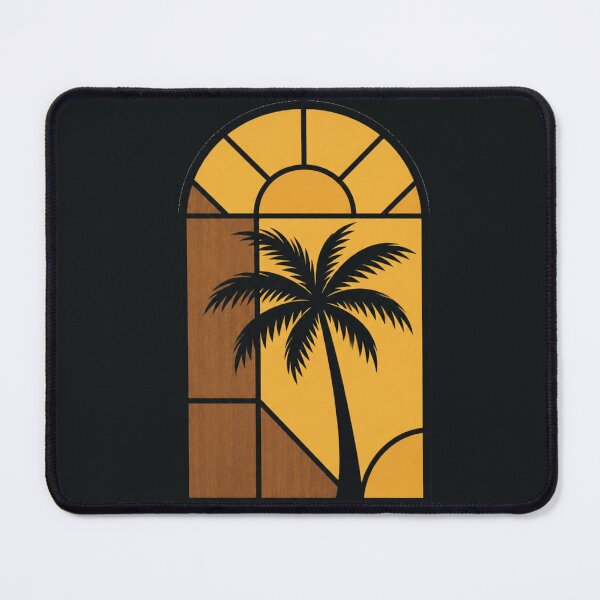Item preview, Minimalist palm tree in amber stained glass window designed and sold by LaJacke.