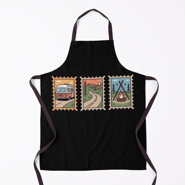 Item preview, Camping Adventure Postage Stamps – Retro RV, Mountain Trail & Campfire Design designed and sold by Palette & Hue.