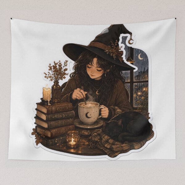 Item preview, Cozy Dark Academia Coffee Shop Witch Potion Latte Rainy Window Spell Book Emblem designed and sold by StickyGuys.