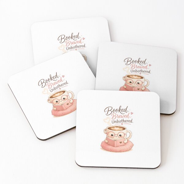 Item preview, Booked. Brewed. Unbothered. | Cute Coffee Mug Reading Book Sticker | Cozy Book Lover Kawaii Aesthetic designed and sold by MUSA'S.