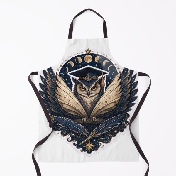 Item preview, Dark Academia Celestial Owl Scholar Moon Phases Open Book Quill Bookish Emblem designed and sold by StickyGuys.