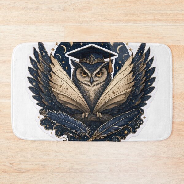 Item preview, Dark Academia Celestial Owl Scholar Moon Phases Open Book Quill Bookish Emblem designed and sold by StickyGuys.