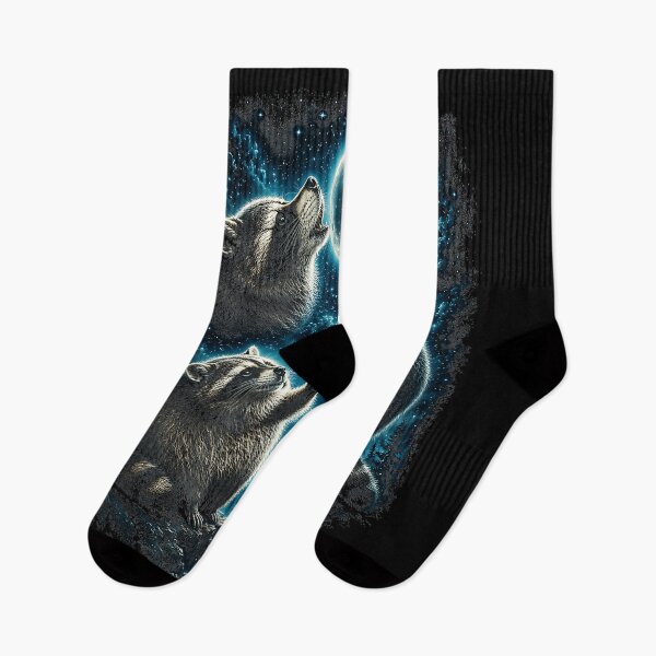 Item preview, Raccoons Howling At The Moon Wildlife Lover Nature Enthusiast Night Sky designed and sold by Hugosploosh.