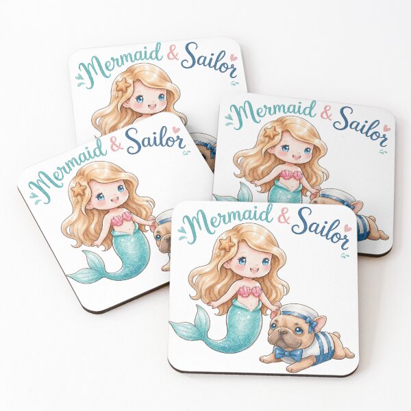 Item preview, Chibi Mermaid and Sailor French Bulldog Fantasy Art designed and sold by ArtisticDesignsbyLinda.